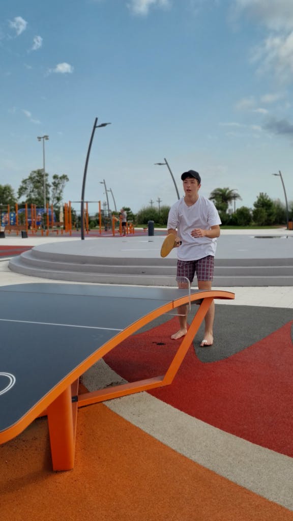 Teenager Playing Table Tennis