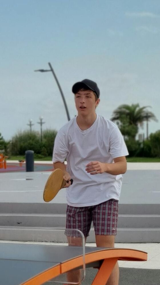 Teenager Playing Table Tennis